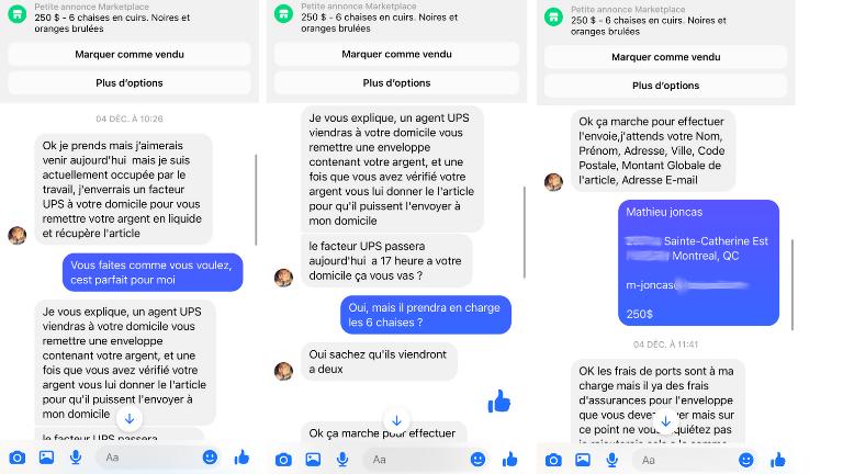 Arnaque UPS sur Facebook Market Place