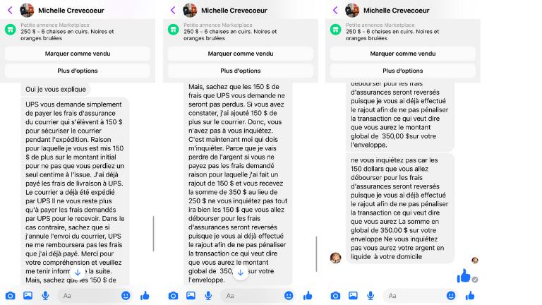 Arnaque UPS sur Facebook Market Place