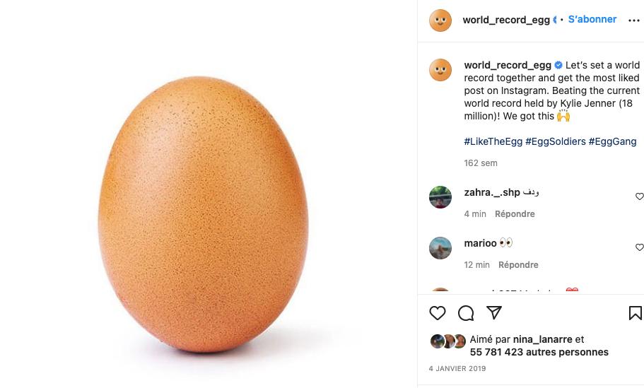 La photo de l'oeuf d'Instagram