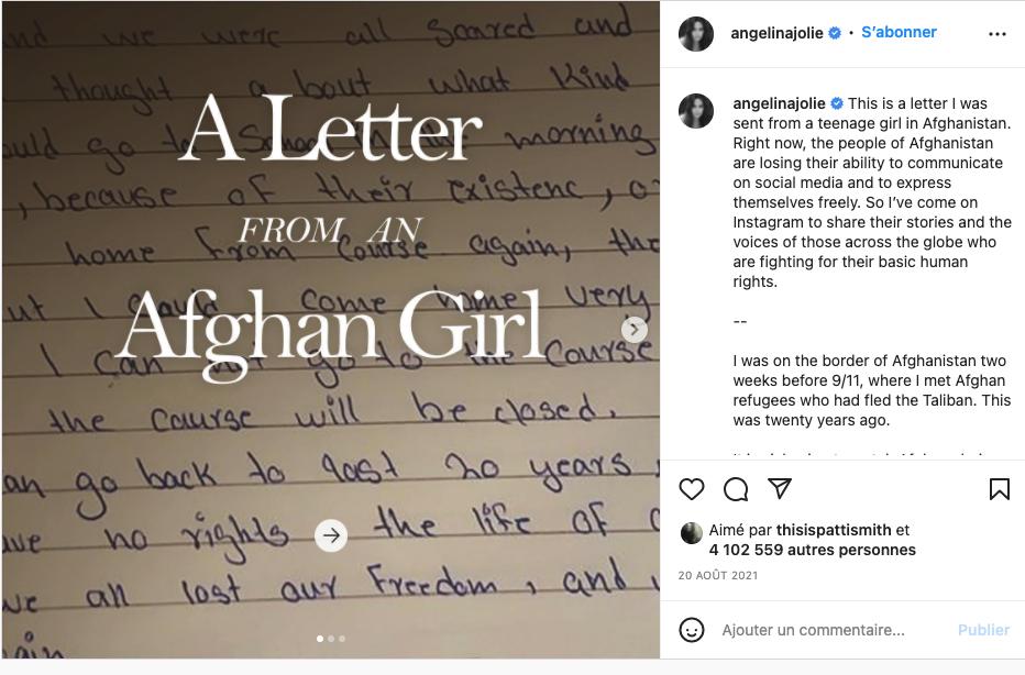 Le compte Instagram d'Angelina Jolie