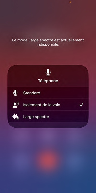 Sélectionner “Isolement de la voix” dans les options du micro.