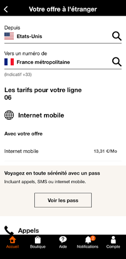 Parcours souscription Pass voyage (destinations non incluses dans le forfait) 