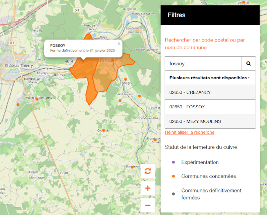 Accès carte fin ADSL